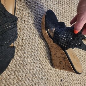 Maurices Black Wedge Sandals